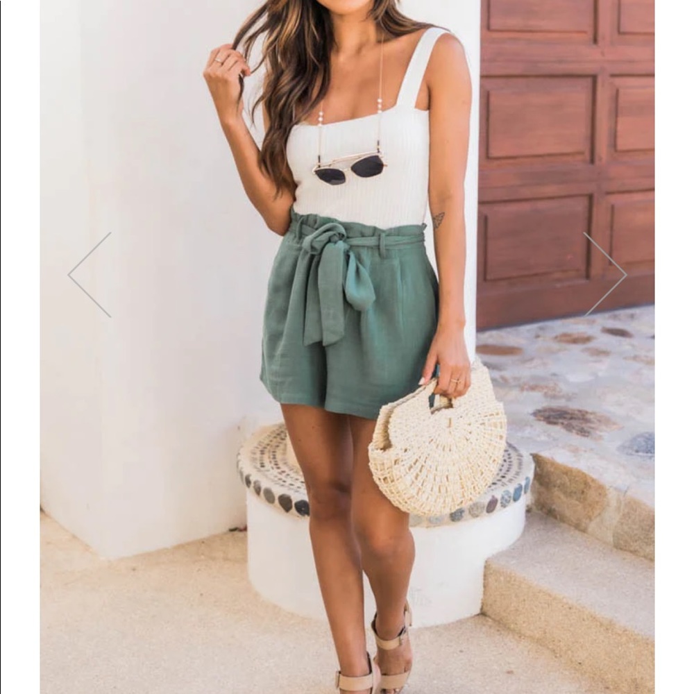 Pink Lilly sage paper bag shorts